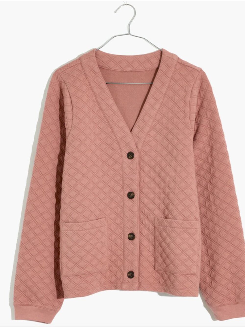 Madewell‎ (Re)sourced Quilted Crop Cardigan Sweatshirt Faded Mauve Medium